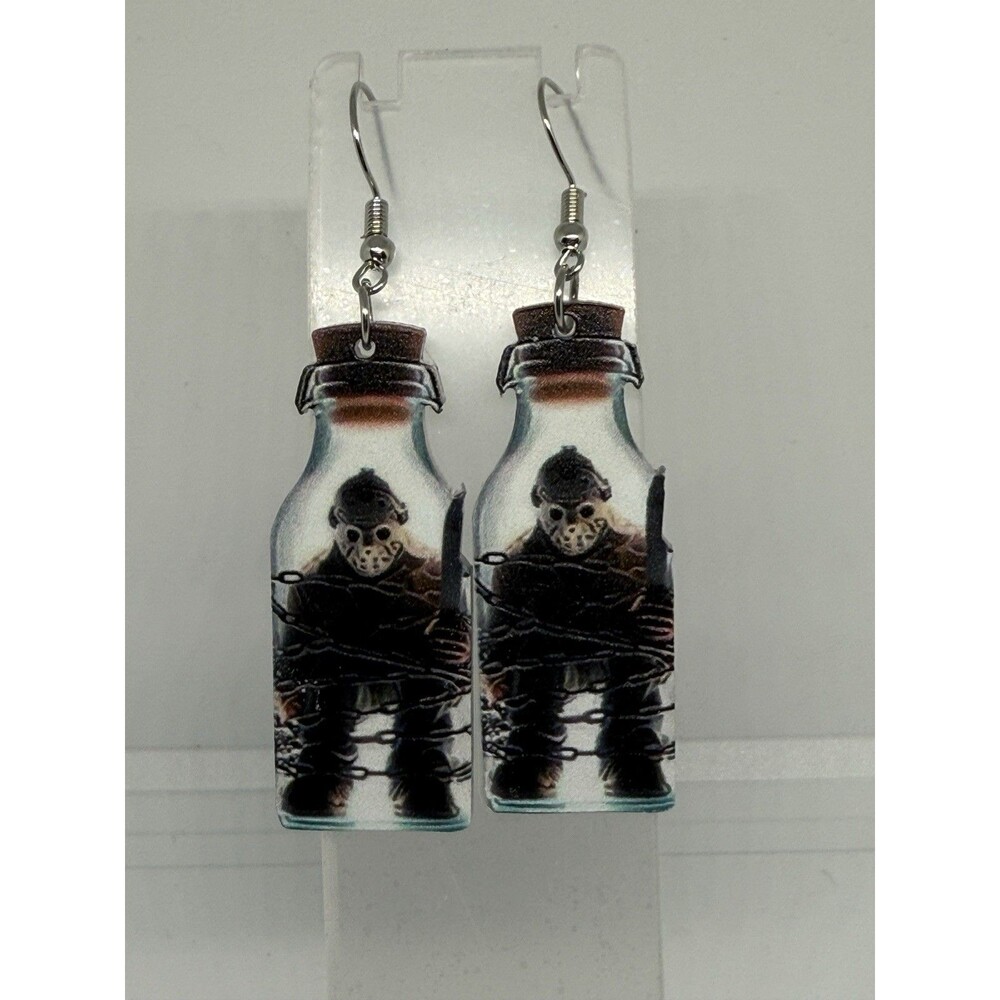 Halloween Horror Themed Dangle Resin Earrings Jason Voorhees Friday the 13th